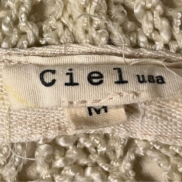 Ciel USA Womens Boho Cream And Black Striped Hooded Sweater Oversized Size M - Picture 4 of 7